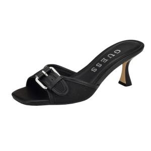 Guess Women's Dista Heeled Sandal, Black Patent 002, 8
