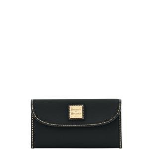 Dooney & Bourke Women's Continental Clutch in Pebble Grain Leather, Trifold Wallet with Multiple Card Holder, Black