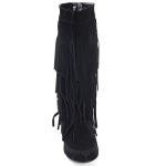 V-Luxury Womens 28-Mudd55 Closed Toe Mid Calf Knee High Mocassin Flat Boot,Black,7