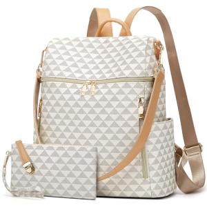 Convertible PU Leather Backpack Purse Set for Women