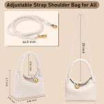 KaloKalo Small Woven Handbag Women Top-Handle Hobo Bag Purse Vegan Leather Luxurious Soft Casual Classic Fashion Shoulder Crossbody Bags Clutch with Gold Ball Clasp Gift for Her (Ivory White)