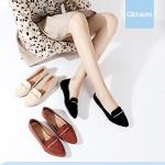 Obtaom Women's Pointy Toe Loafer Flat Comfortable Faux Suede Work Shoes,Cute Penny Loafer Slip On Ballet Flat(Black,US10)