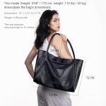Tote Bag for Women Work Shoulder Bag Durable Vegan Leather Handbag Purse for Everyday Weekend Travel (Black)