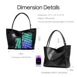 Tote Bag for Women Work Shoulder Bag Durable Vegan Leather Handbag Purse for Everyday Weekend Travel (Black)