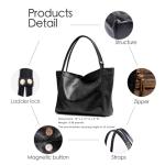Tote Bag for Women Work Shoulder Bag Durable Vegan Leather Handbag Purse for Everyday Weekend Travel (Black)