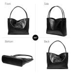 Tote Bag for Women Work Shoulder Bag Durable Vegan Leather Handbag Purse for Everyday Weekend Travel (Black)
