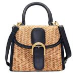 Boshiho Retro Black Straw Woven Crossbody Bag