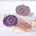 Beaguful Women's Evening Bags Sparkly Rhinestone Clutch Purses Luxury Handbags Oval Champagne