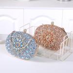Beaguful Women's Evening Bags Sparkly Rhinestone Clutch Purses Luxury Handbags Oval Champagne