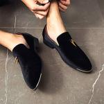 CMM Men's Luxury Slip-On Loafer Metal Decorated Slipper Black Pointed-Toe Shoes Size 8.5