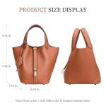 Designer Leather Bucket Bags for Women: Trendy Genuine Leather Tote Purses - Best Luxury Satchel Ladies Top-Handle Handbags for Traver & Work(Brown)