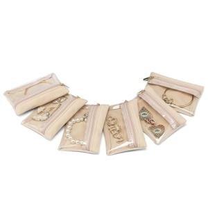 Vlando Travel Jewelry Bags,Jewelry Pouch Bag, Clear velvet zipper pockets Storage Bag Organizer Case for Women Girl Gift 6 Pcs