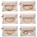 Vlando Travel Jewelry Bags,Jewelry Pouch Bag, Clear velvet zipper pockets Storage Bag Organizer Case for Women Girl Gift 6 Pcs