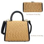 Boshiho Retro Black Straw Woven Crossbody Bag