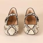 Amazon Essentials Women's Mary Jane Ballet Flat, Snake Faux Leather, 8