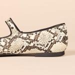 Amazon Essentials Women's Mary Jane Ballet Flat, Snake Faux Leather, 8