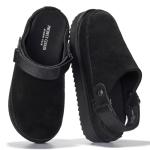 Project Cloud Genuine Leather Clogs for Women - Memory Foam Womens Clogs & Mules with Adjustable Straps - Lightweight Platform Shoes Non-Slip Slides (Goldstar, BLK, 8)