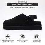 Project Cloud Genuine Leather Clogs for Women - Memory Foam Womens Clogs & Mules with Adjustable Straps - Lightweight Platform Shoes Non-Slip Slides (Goldstar, BLK, 8)