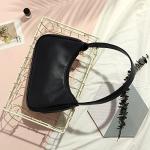 Loiral Shoulder Bags for Women, Cute Hobo Tote Leather Handbag Mini Clutch Purse with Zipper Closure, Black