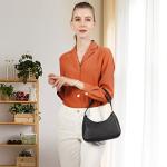 Loiral Shoulder Bags for Women, Cute Hobo Tote Leather Handbag Mini Clutch Purse with Zipper Closure, Black