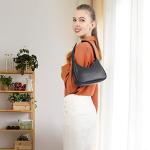 Loiral Shoulder Bags for Women, Cute Hobo Tote Leather Handbag Mini Clutch Purse with Zipper Closure, Black