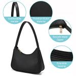 Loiral Shoulder Bags for Women, Cute Hobo Tote Leather Handbag Mini Clutch Purse with Zipper Closure, Black