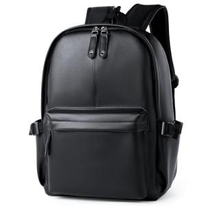 MATE ELAN Pu Leather Laptop Backack For Men Women Classic Water-Resistant Purse Airplane Travel Backpacks Work Business Bag Black