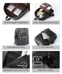 MATE ELAN Pu Leather Laptop Backack For Men Women Classic Water-Resistant Purse Airplane Travel Backpacks Work Business Bag Black