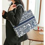 FENGJINRUHUA Fashion Luxury Tote Bag Cotton Linen Handbag Large Capacity Jacquard Retro Exquisite