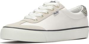 Keds Women's Jump Kick T-Toe Fashion Sneaker, Snow White/Cream/Black, 7.5