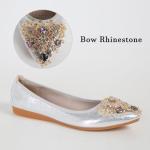 VYKF Womens Ballet Flats Foldable Rhinestone Pointed Toe Comfortable Slip on Wedding Flat Shoes Dress Flats for Women Silver Size 9