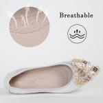 VYKF Womens Ballet Flats Foldable Rhinestone Pointed Toe Comfortable Slip on Wedding Flat Shoes Dress Flats for Women Silver Size 9