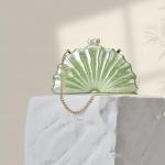 GBWYI Women Acrylic Shell Shaped Clutch Luxury Marble Acrylic Evening Handbag Unique Chain Shoulder Bag Wedding Party Purses Green