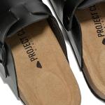 Project Cloud Genuine Leather Footbed Clogs for Women - Memory Foam Arch Support Slippers for Women - Trendy Slip-ons Women's Mules & Clogs Sandals (Benton, Black, 8)