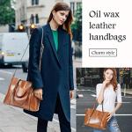 Pahajim Brown PU Leather Tote Handbag for Women
