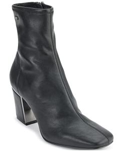DKNY Women's Cavale Evening Fashion Bootie with Block Heel Boot, Black Leather, 7