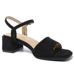 fereshte Women's Ankle Strap Heeled Sandals Open Toe Strappy Low Block Heels Sandals Suede Black 46 - insole length: 28cm/11.02 inch - US 12