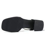 fereshte Women's Ankle Strap Heeled Sandals Open Toe Strappy Low Block Heels Sandals Suede Black 46 - insole length: 28cm/11.02 inch - US 12