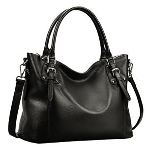 HESHE Genuine Leather Purses and Handbags for Women Tote Shoulder Bag Satchel Purse Top Handle Bags Hobo Crossbody Purse (Small,Black)