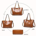 Pahajim Brown PU Leather Tote Handbag for Women
