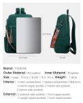 FADEON Leather Laptop Backpack for Women Designer 15.6 inch PU Laptop Bag, Ladies Travel Computer Work Backpack Green
