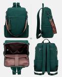 FADEON Leather Laptop Backpack for Women Designer 15.6 inch PU Laptop Bag, Ladies Travel Computer Work Backpack Green