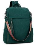 FADEON Leather Laptop Backpack for Women Designer 15.6 inch PU Laptop Bag, Ladies Travel Computer Work Backpack Green