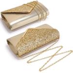 Dasein Women Evening Bags Formal Clutch Purses for Wedding Party Prom Handbags with Shoulder Strap and Glitter Flap (Gold)