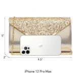 Dasein Women Evening Bags Formal Clutch Purses for Wedding Party Prom Handbags with Shoulder Strap and Glitter Flap (Gold)