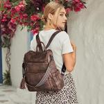 BOSTANTEN Womens Backpack Purse Leather Travel Backpack Fashion Designer Ladies Shoulder Bags with Wristlet