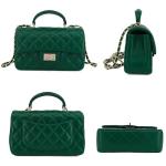M-ioi-M Small Quilted Crossbody Bags for Women, Mini Leather Shoulder Bags with Gold Chain Strap, Soft Lambskin Top Handle Flap Purses, Trendy Luxury Designer Lady Dressy Evening Handbags(Angel Green)