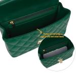 M-ioi-M Small Quilted Crossbody Bags for Women, Mini Leather Shoulder Bags with Gold Chain Strap, Soft Lambskin Top Handle Flap Purses, Trendy Luxury Designer Lady Dressy Evening Handbags(Angel Green)