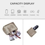 OUYGZOU Woven Tote Bag for Women with Coin Purse, Foldable Chain Small Crossbody Handbags, Fashion Shoulder Bag, Hobo Satchel (Champagne)