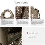 OUYGZOU Woven Tote Bag for Women with Coin Purse, Foldable Chain Small Crossbody Handbags, Fashion Shoulder Bag, Hobo Satchel (Champagne)